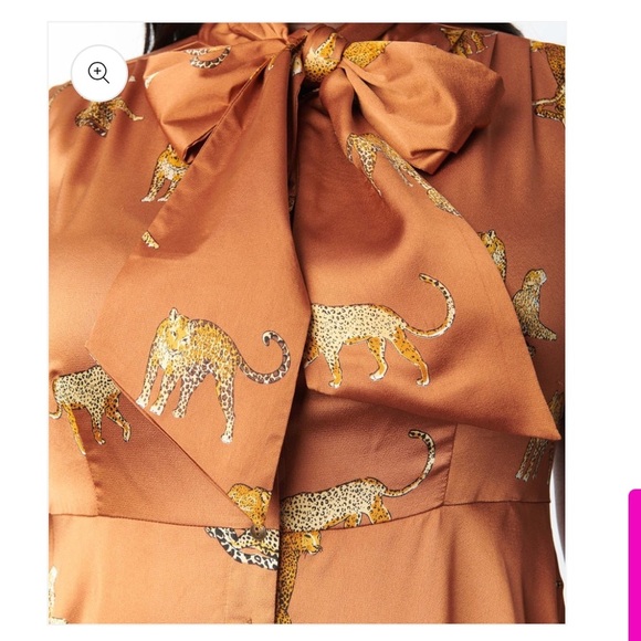 Unique Vintage Cheetah Fit & Flare Dress SZ XL/14 - Picture 2 of 6